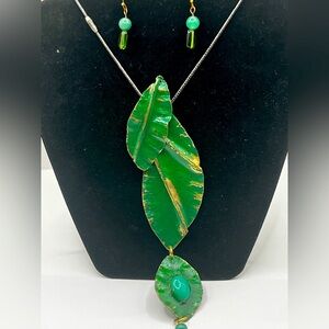 Green and Gold Nature-Inspired Necklace